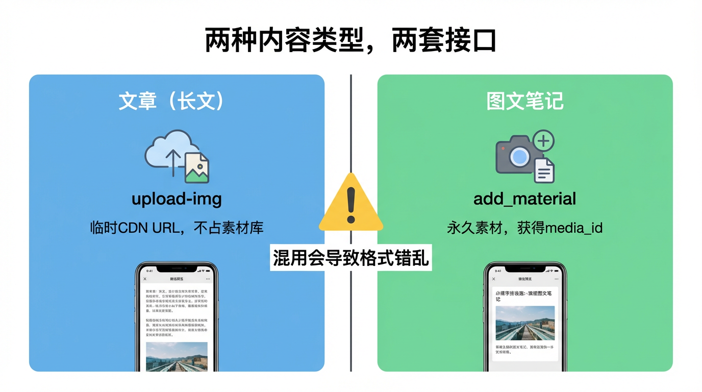 图文和文章的发布接口区别