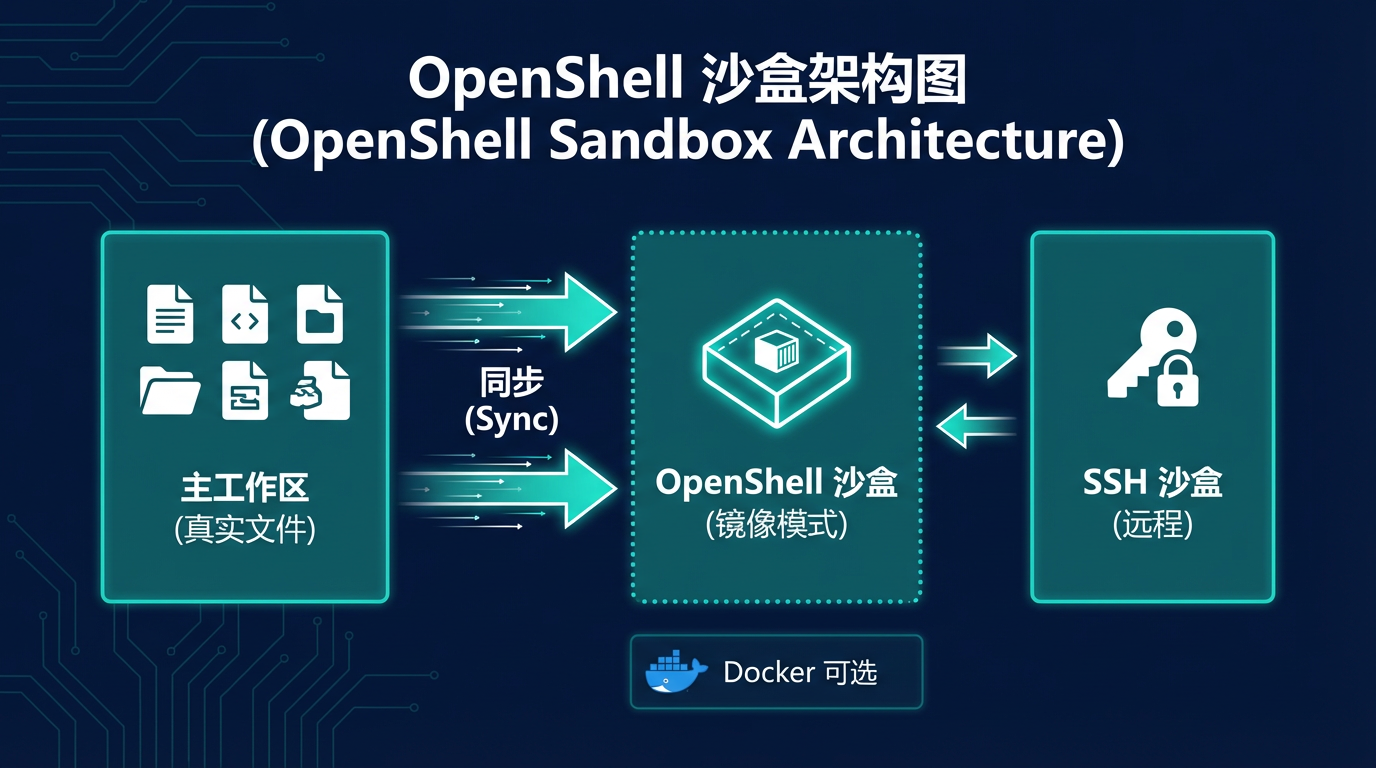 OpenShell 沙盒架构：主工作区 / 镜像沙盒 / SSH 远程三种模式